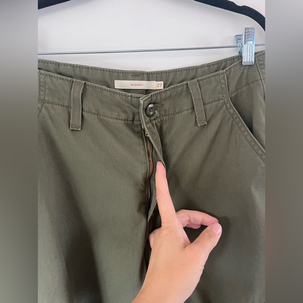 Levi’s ’94 Baggy Army Green Cotton Twill Cargo Jogger‎ Utility Pants Size 27 - Picture 5 of 13